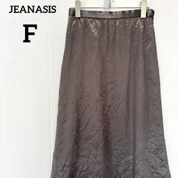 [지나시스] 롱 스커트 플레어 스커트 광택 멋스러운 브라운 F 사이즈