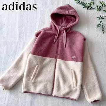 [ 미사용급 ] adidas 플리스 자켓 퍼플 화이트 M 사이즈