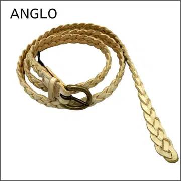 [ ANGLO ] 가죽 메쉬 벨트 15m 아이보리 x 놋쇠 버클