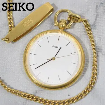 1990년대 SEIKO 세이코 회중시계 골드 새상품 배터리 체인 포함