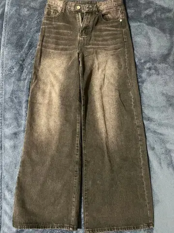 다크 그레이 와이드 레그 데님 팬츠 Menes 유사