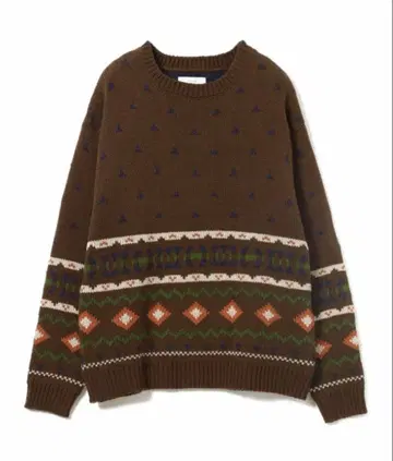 B:MING by BEAMS 3.5게이지 페어아일 니트 BROWN L