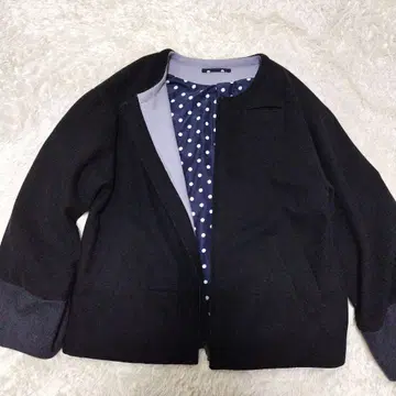 nop de nod 노카라 자켓 도트 울 혼방 바이컬러 M