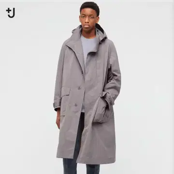 미사용 유니클로 +J 오버 사이즈 후디드 롱 코트 M 사이즈