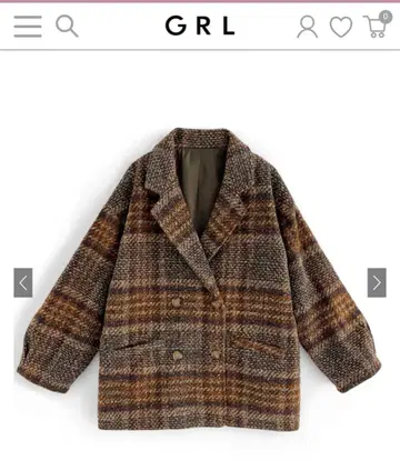 GRL 체크 무늬 더블 버튼 코트
