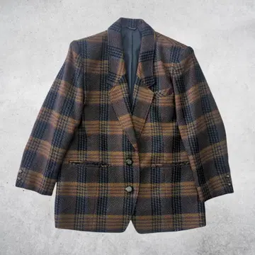 울 체크 테일러드 자켓 9호 레트로 클래시컬 트레디셔널