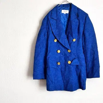 더블 브레스트 테일러드 자켓 L 무대 의상 골드 버튼 블루 개성적인