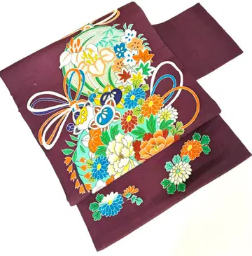 앤티크 나고야 오비 꽃 장식 기모노 레트로 다이쇼 로망