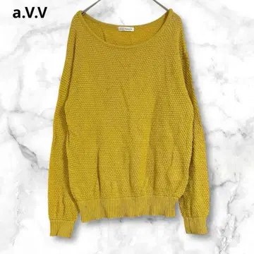 아베베 머스타드 긴팔 니트 얇은 소재 S 코튼 100% 심플