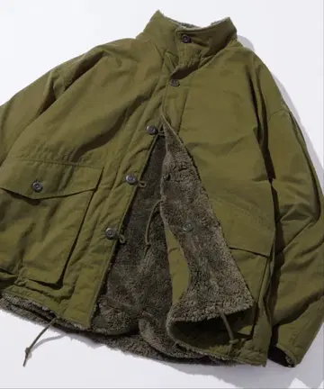 빅 실루엣 스탠드 넥 리버서블 보아 블루종 M 올리브