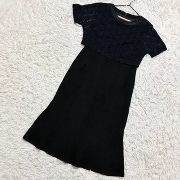 LIONA 투피스풍 원피스 꽃무늬 레이스 롱 기장 엘레강트 블랙