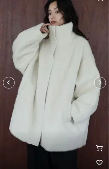 hellam 샤기 스탠드 칼라 코트 샤기 코트 화이트