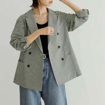 URBAN RESEARCH 축구 체크 더블 브레스트 자켓