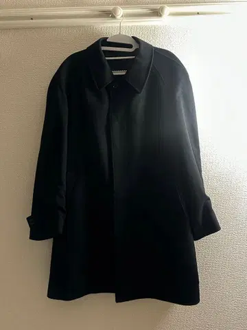 블랙 남성용 캐시미어 100% 싱글 하프 코트