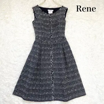 르네 트위드 원피스 슬리브리스 TISSUE 네이비 34