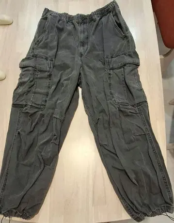 GU 데님 슈퍼 와이드 카고 팬츠 다크 그레이 XL