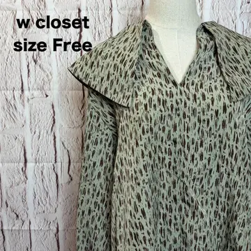 W closet 더블 클로젯 큰 옷깃 셔츠 블라우스 올 패턴 새상품급