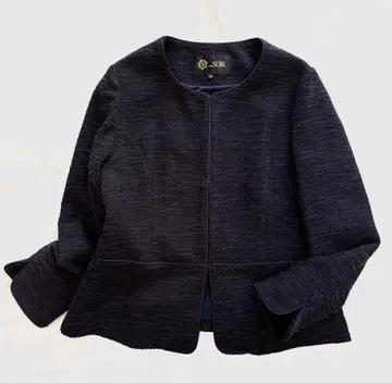 컨디션 최상 도쿄 소와르 노카라 자켓 트위드 네이비 페플럼