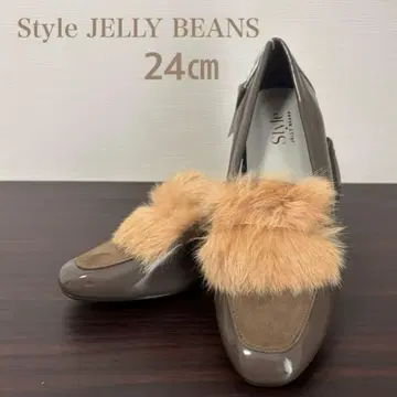 [새상품급] 스타일 젤리빈스 펌프스 24cm 브라운 퍼