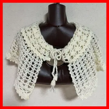 [ 핸드메이드 ] 새상품 탈부착 카라 크로 셰 뜨개질 아이보리 걸리시
