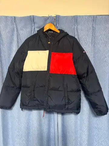 여성용 TOMMY HILFIGER 후드 부착 다운 자켓 L 사이즈
