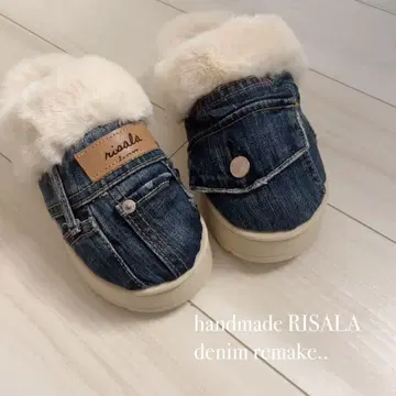 데님 리메이크 퍼 샌들