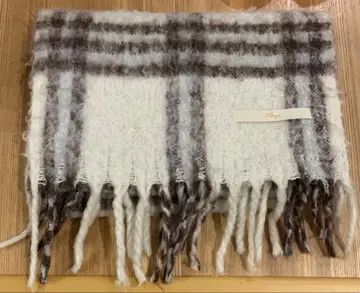 ships Khaju 카 체크 무늬 머플러 화이트 브라운 계열