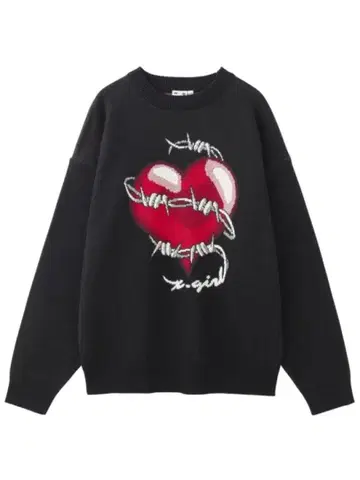 X-girl JACQUARD KNIT TOP 하트