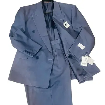 택 포함 미사용 아오야마 양복 남성용 더블 수트 AB5 네이비 네임 포함