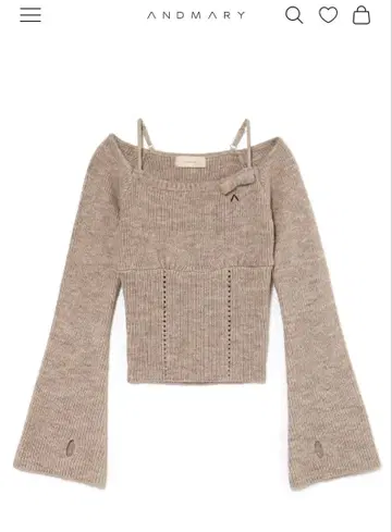 andmary 베이비 리본 니트 탑 브라운