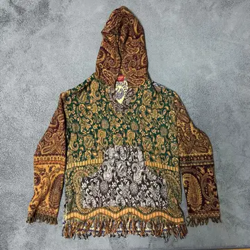 페이즐리 무늬 후드 부착 후드티