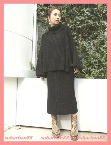 무루아 새상품급 큼직한 오프 터틀 니트 & 타이트 스커트 셋업