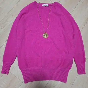 [ 새상품 ] 자유구 캐시미어 울 니트 38 래글런 슬리브 핑크