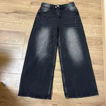 MENES 블랙 와이드 팬츠