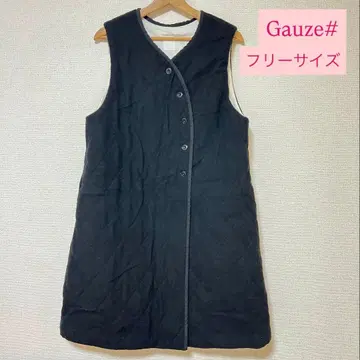 새상품급 Gauze 거즈 퀼팅 베스트 슬리브리스 블랙 프리 사이즈