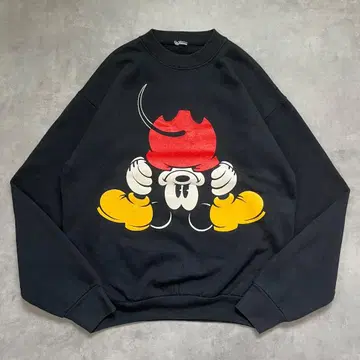 디즈니 맨투맨 구제 의류 미키 프린트 역방향 90s M 17734