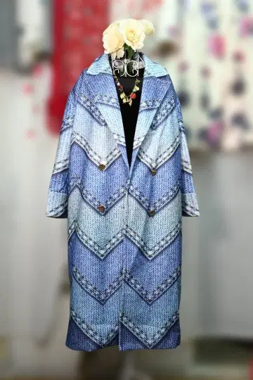 새상품 추가 OFF 자카드 직조풍 프린트 롱 코트 ( L~2L 대응 )