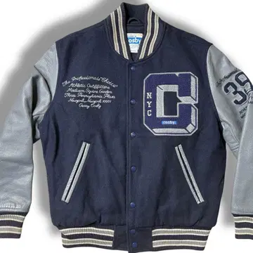 M L 사이즈 GERRY COSBY 가죽 암 바시티 자켓 네이비 와펜