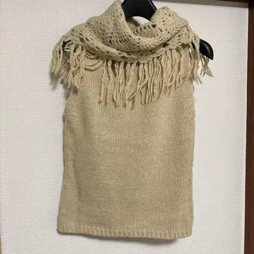 iiMK 슬리브리스 니트 * 머플러풍 디자인 M 베이지