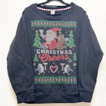 082 산타 루돌프 크리스마스 블랙 검정 구제 의류 트레이닝복 귀여운