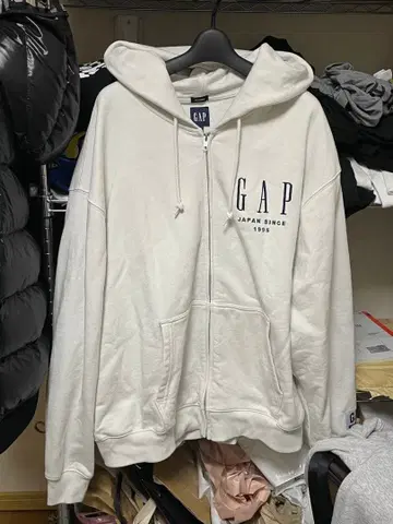 GAP 헤비웨이트 집업 후드티 L 사이즈 화이트