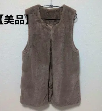 [ 새상품급 ] 브라운 퍼 베스트 지레 베스트 미들 기장 F 사이즈