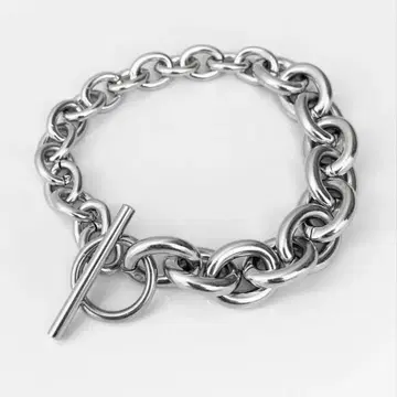 원형 콤비 만텔 팔찌 체인 팔찌 실버 11 x 8mm