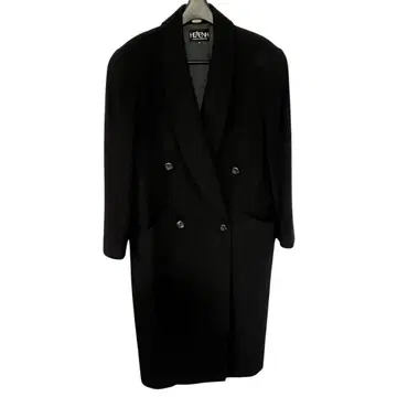 HEAVEN 블랙 더블 브레스트 롱 코트 11호 울 코트