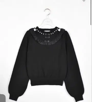 evelyn 쉬폰 프릴 니트 블랙