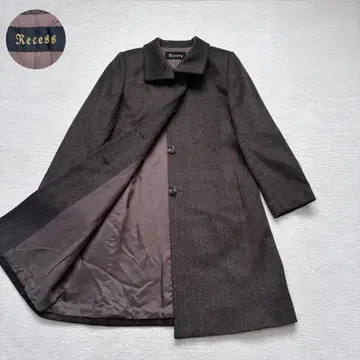 새상품급 캐시미어 100% 롱 코트 브라운 헤링본 스탠 칼라 브라운