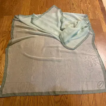 Borbonese 100% 실크 스톨 연한 그린 약 64 x 132cm