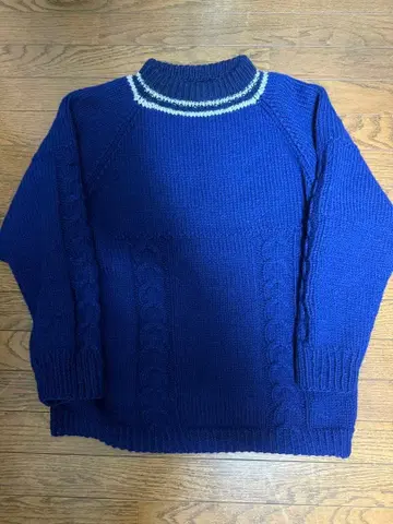 90s 손뜨개질 니트 자켓 울 블루 독일제 빈티지