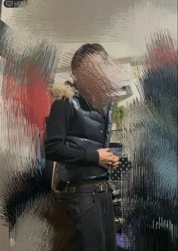 네이비 다운 자켓 후드 부착