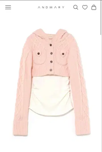 Mary 로고 케이블 니트 세트 (pink) ANDMARY